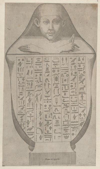 Speculum Romanae Magnificentiae: Gesicht einer ägyptischen Kanopenvase, spätes 16. bis frühes 17. Jahrhundert von Etienne DuPérac.
