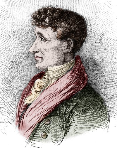 Porträt von Joseph Joubert (1754-1824), französischer Schriftsteller. Gravur von Bocour in „Le Magasin pittoresque“. von Etienne Gabriel Bocourt