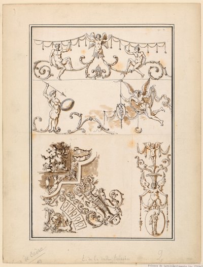 Fünf Motive für ornamentale Arabesken von Etienne de Lavallee Poussin