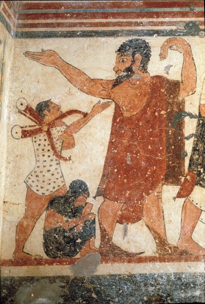 Ein Charakter, möglicherweise der Schiedsrichter des Kampfes (Detail) von Etruscan