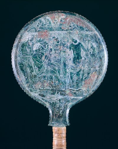 Gravierter Bronzespiegel aus Todi (Umbrien). Etruskische Zivilisation, 4. Jahrhundert v. Chr. von Etruscan