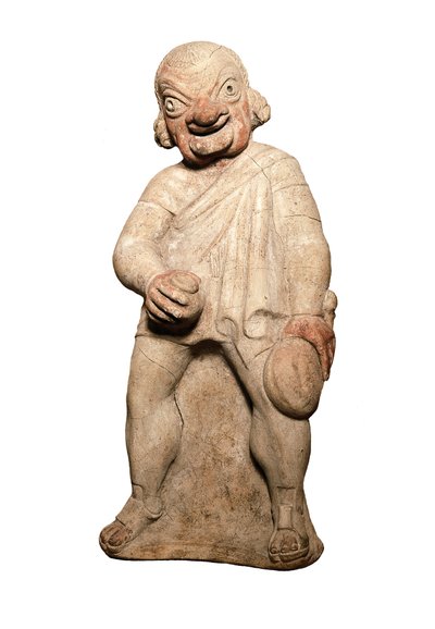 Etruskische Zivilisation: Darstellung eines Komikers mit groteskem Ausdruck. Skulptur aus dem 2. Jahrhundert v. Chr. London, British Museum von Etruscan