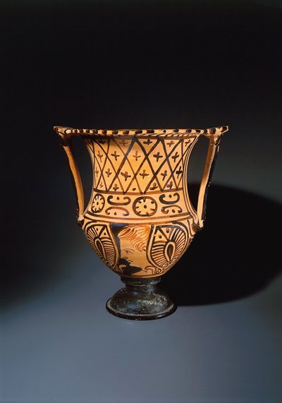 Rotfiguriger Kelchkrater (Vase zum Mischen von Wein und Wasser) mit menschlichem Gesicht von Etruscan