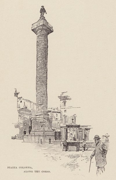 Piazza Colonna, entlang des Corso (Gravur) von Ettore Tito