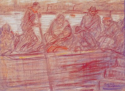 Flüchtlinge (mit Mutter Van Mieghem) auf der Fähre von Eugeen van Mieghem