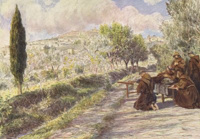 St. Franziskus segnet die Stadt Assisi von Eugene (after) Burnand