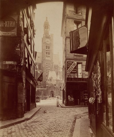 St. Étienne du Mont, Montagne Sainte Geneviève Straße von Eugène Atget