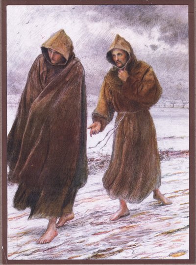 Der heilige Franziskus schickt Bruder Leo, wo vollkommene Freude gefunden wird von Eugene Burnand