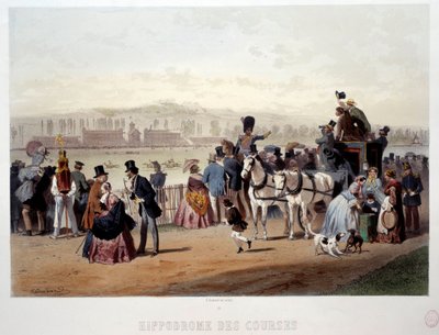 Blick auf die Rennbahn im Bois de Boulogne von Eugene Charles Francois Guerard