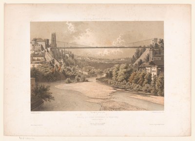 Ansicht der Hängebrücke über die Sarine in Fribourg von Eugene Ciceri