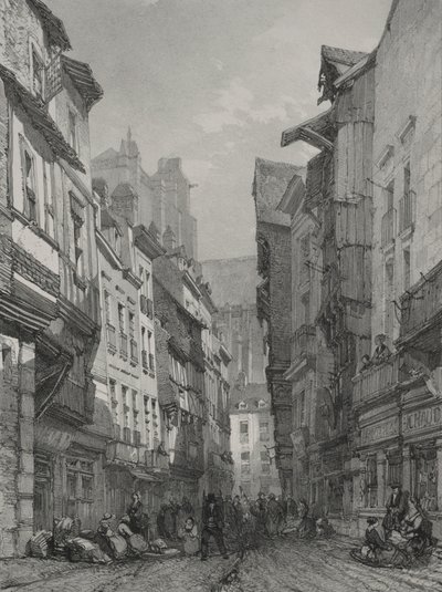 Malerische und romantische Reisen im alten Frankreich. Bretagne: Große alte Straße in Nantes von Eugene Ciceri