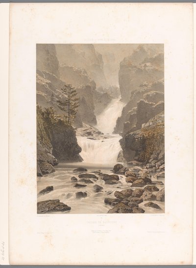Zicht op de Barberine-waterval bij Vallorcine von Eugene Ciceri