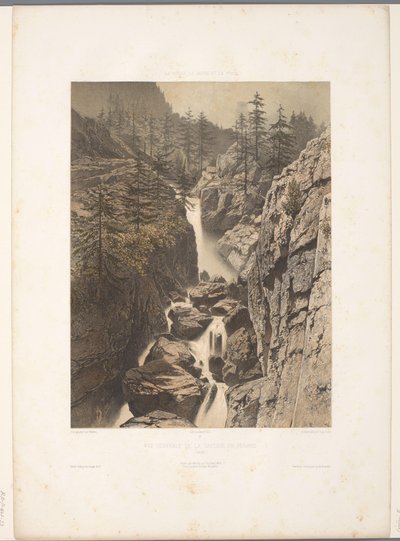 Ansicht des Bérard-Wasserfalls (Gezichten in Zwitserland, Savoye en Tirol) von Eugene Ciceri