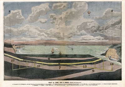 Kanal-Tunnel-Projekt zwischen Dover und Sangatte von Eugene Damblans