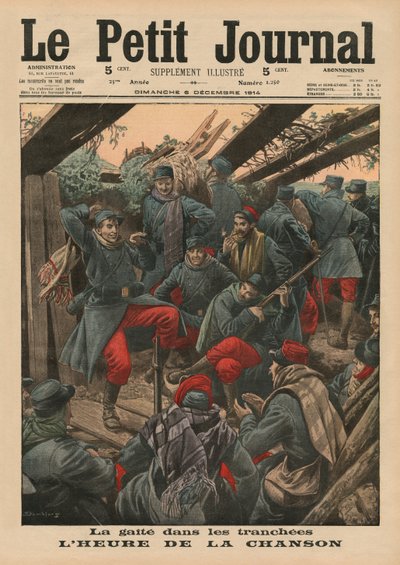 Fröhliche Gesellschaft in den Schützengräben, Liedzeit, Titelbildillustration aus 