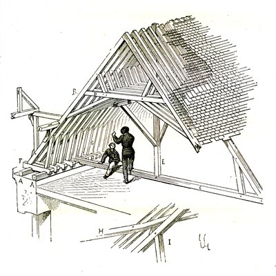 Viollet-Le-Duc zeigt zwei Figuren, die einen Rahmen studieren von Eugene Emmanuel Viollet le Duc