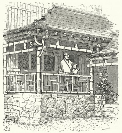 Altes chinesisches Haus aus Bambus gebaut von Eugene Emmanuel after Viollet le Duc