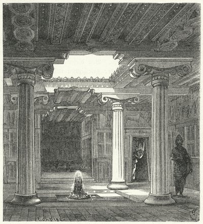 Ionischer Innenhof eines antiken griechischen Hauses von Eugene Emmanuel after Viollet le Duc