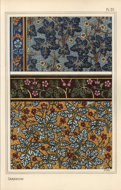 Geranienmotive in Tapeten- und Stoffmustern von Eugene Grasset