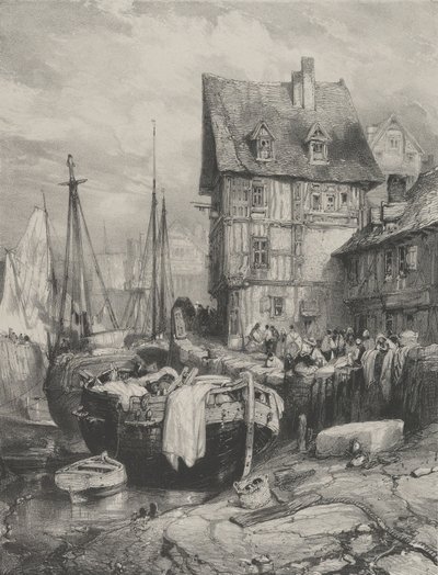 Innenansicht eines Hafens von Eugene Isabey