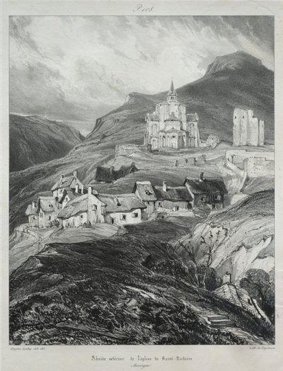 Malerische und romantische Reisen im alten Frankreich, Auvergne: Apsis der Kirche von Saint Nectaire von Eugene Isabey