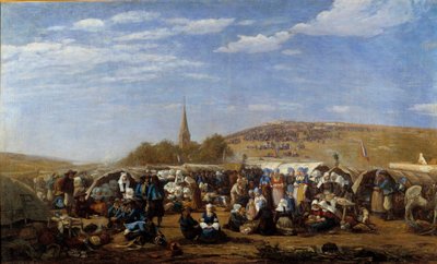 Eine Vergebung an Saint Anne la Palud im Jahr 1858 Religiöse Feier in der Bretagne. Gemälde von Eugene Louis Boudin (1824-1898) 1858 Le Havre, Musée des Beaux Arts von Eugene Louis Boudin