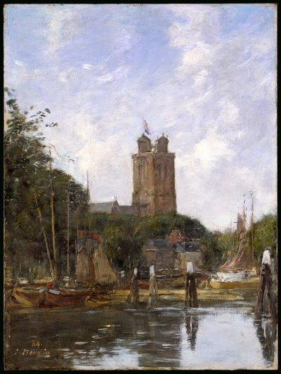 Dordrecht, die Grote Kerk vom Kanal aus, 1884 von Eugene Louis Boudin
