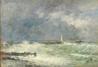 Eingang zum Hafen von Le Havre bei stürmischem Wetter, 1895 von Eugene Louis Boudin