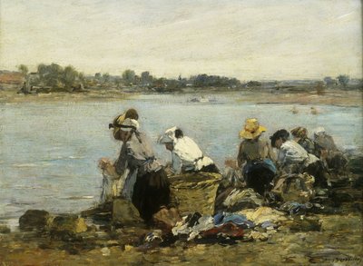 Waschfrauen bei la Torque; Les Lavandières à la Touque von Eugene Louis Boudin
