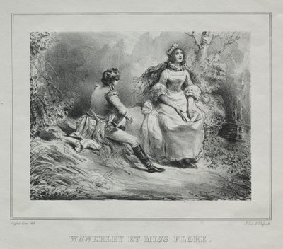 Malerische Ansichten von Schottland: Waverly und Miss Flora, 1825-1828 von Eugene Louis Lami