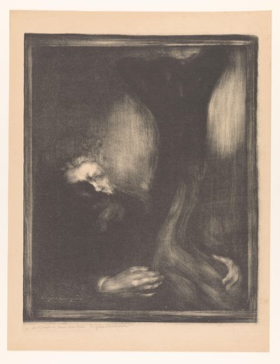 Porträt von Rodin mit einer Skulptur von Eugène Carrière