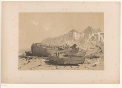 Felsküste mit Booten und Fischerdorf von Eugène Cicéri (attributed to)