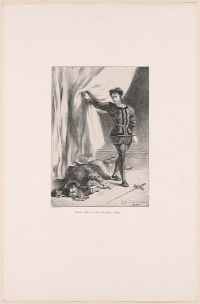 Hamlet und der Körper von Polonius, Platte 11 aus Hamlet von Eugène Delacroix