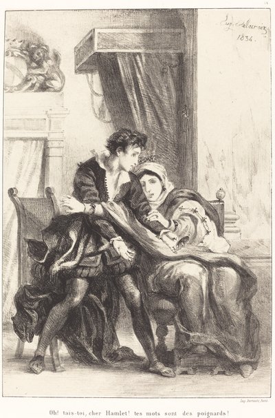 Hamlet und die Königin (Akt III, Szene IV) von Eugène Delacroix