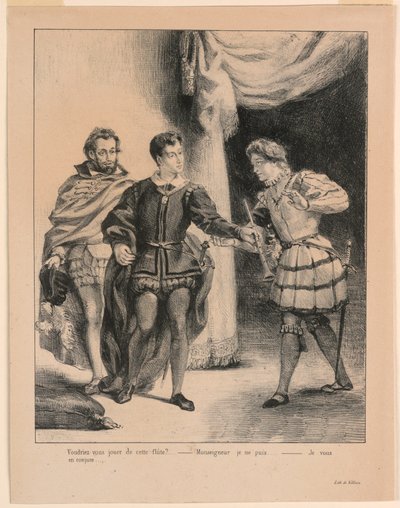 Illustration für Hamlet: Hamlet und Guildenstern (III,2) von Eugène Delacroix