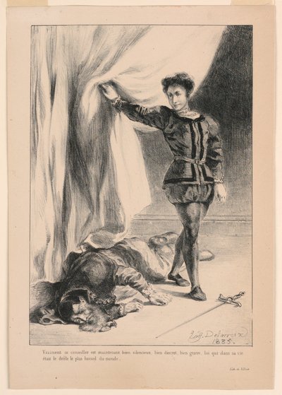 Illustration für Hamlet: Der Tod von Polonius (III,4) von Eugène Delacroix