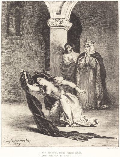 Das Lied der Ophelia Akt IV, Szene V, 1834 von Eugène Delacroix