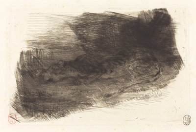 Schlafender Tiger am Eingang zu seinem Versteck von Eugène Delacroix