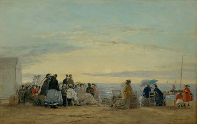 Am Strand, Sonnenuntergang von Eugene Louis Boudin