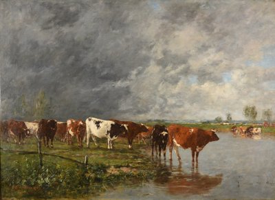 Herde beim Tränken von Eugene Louis Boudin