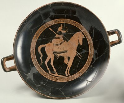 Attische rotfigurige Schale, die einen Reiter auf einem Pferd darstellt (Keramik) von Euphronios