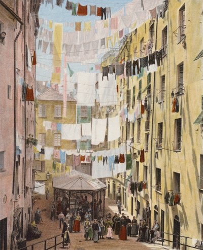 Straße im alten Viertel von Genua, Italien (Farbfoto) von European Photographer