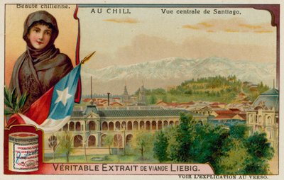Eine chilenische Schönheit und Blick auf das Zentrum von Santiago von European School