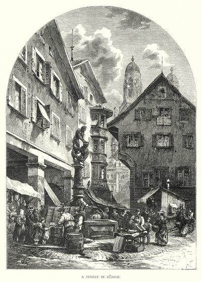Eine Straße in Zürich (Stich) von European School