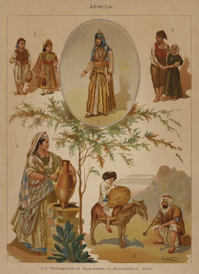 Afrika (Farblithografie) von European School