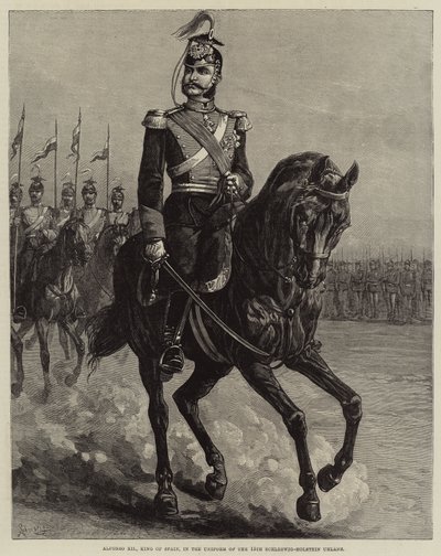 Alfonso XII., König von Spanien, in der Uniform der 15. Schleswig-Holstein Ulanen (Stich) von European School