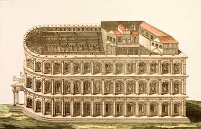 Antikes Römisches Theater des Marcellus, erbaut im späten 1. Jahrhundert v. Chr. von European School