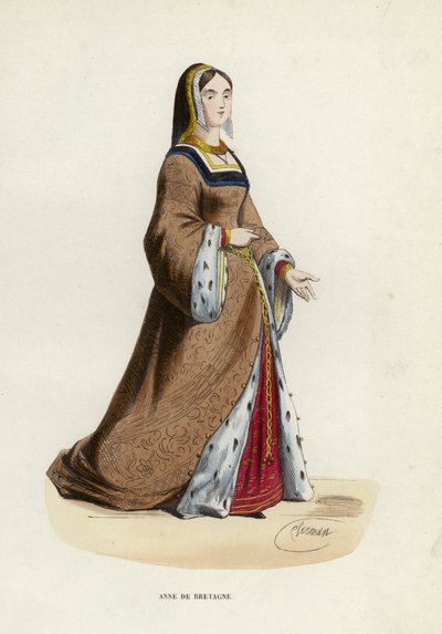 Anne De Bretagne (farbige Gravur) von European School