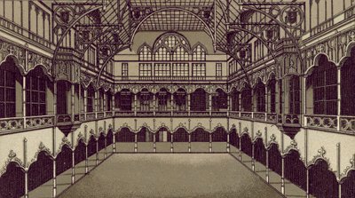 Antwerpen: Börse (Lithografie) von European School