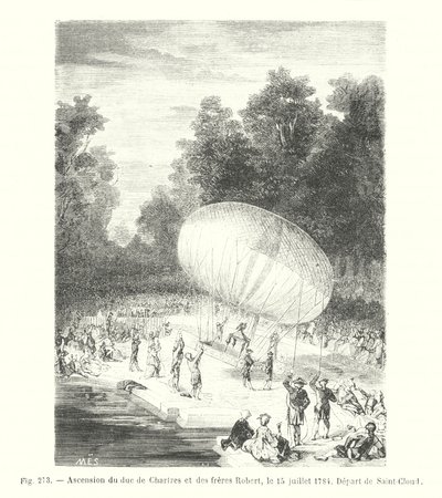 Aufstieg des Herzogs von Chartres und der Brüder Robert am 15. Juli 1784, Abfahrt von Saint-Cloud von European School